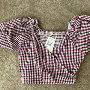 Women’s size S Check top. Brand new with tags